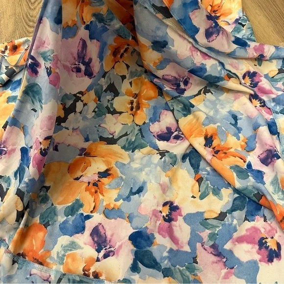 Nicole Miller Blue and Orange Floral Ruffle Front Tiered Maxi Dress size S - Picture 8 of 10